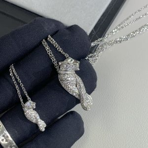 Cartier Mini Panther Necklace, Exquisite White Gold Full Diamond Set - Image 3