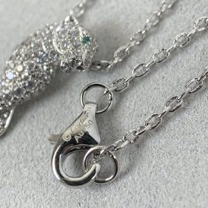 Cartier Mini Panther Necklace, Exquisite White Gold Full Diamond Set - Image 7