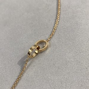 Cartier Rose Gold Love Double Ring 17cm Chain 'C of Love' - Image 3