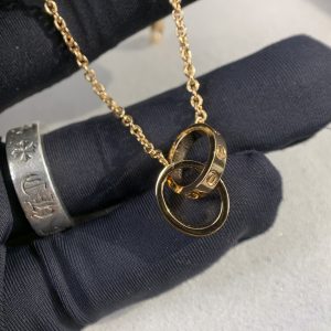 Cartier Rose Gold Love Double Ring 17cm Chain 'C of Love' - Image 6