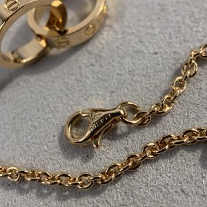 Cartier Rose Gold Love Double Ring 17cm Chain 'C of Love' - Image 8