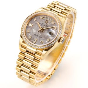 36mm ROLEX 128238 Sapphire Dial Replica with Genuine Stones - Image 4