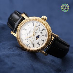 Limited Edition Handcrafted Floral engraved Patek Philippe Calatrava Watch - Image 5