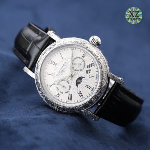 Limited Edition Handcrafted Floral engraved Patek Philippe Calatrava Watch - Image 10