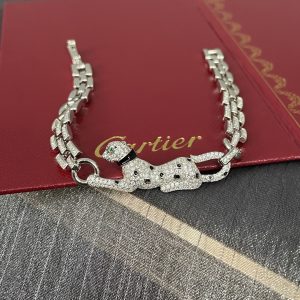 Cartier Panther 18K Gold Diamond Bracelet with Emerald Eyes - Image 3