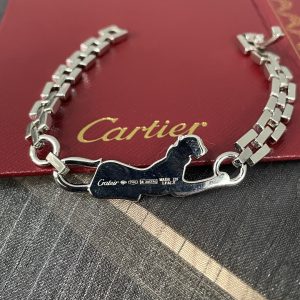 Cartier Panther 18K Gold Diamond Bracelet with Emerald Eyes - Image 4