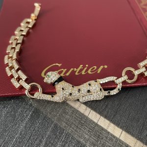 Cartier Panther Diamond Bracelet Luxury, Full-Paved, 18K Gold,Exclusive Cat's Eye Elegance - Image 4