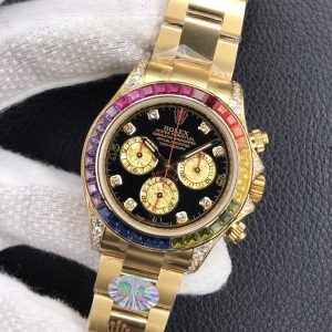 BL Factory's Rolex Rainbow Daytona, Exquisite Gold Crystal Artwork - Image 4