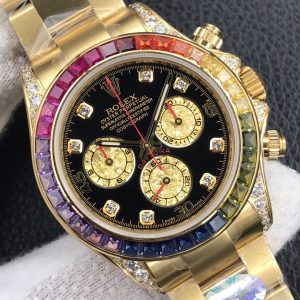 BL Factory's Rolex Rainbow Daytona, Exquisite Gold Crystal Artwork - Image 5