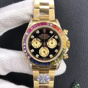 BL Factory's Rolex Rainbow Daytona, Exquisite Gold Crystal Artwork - Image 1