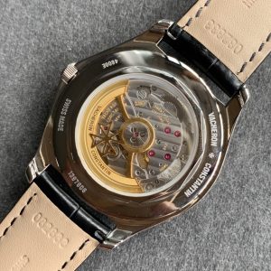 Luxury Vacheron Constantin 40mm Steel Watch with Custom Movement and Italian Leather Strap - Image 9