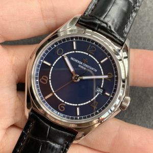 Luxury Vacheron Constantin 40mm Steel Watch with Custom Movement and Italian Leather Strap - Image 4