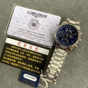 GL Longines Complication Ligne Noble Moonphase Watch, 40mm Sapphire Crystal, Blue Steel Hands, Blue-Gold Lunar Phase Dial, Caliber 7751, Multifunction, Guaranteed QC - Image 10