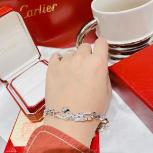 Cartier Panther 18K Gold Diamond Bracelet with Emerald Eyes - Image 7