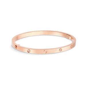 Cartier LOVE Small Bracelet with 6 Diamonds, 18K White Gold, Rose Gold Narrow - Image 5