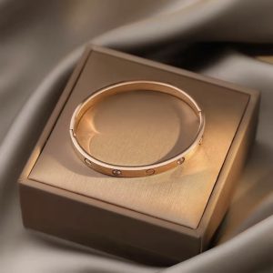 Cartier LOVE Small Bracelet with 6 Diamonds, 18K White Gold, Rose Gold Narrow - Image 3