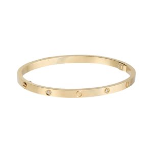 Cartier LOVE Small Bracelet with 6 Diamonds, 18K White Gold, Rose Gold Narrow - Image 1