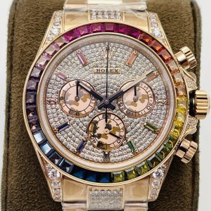 Luxury Replica Rolex Daytona with Colored Sapphire Bezel and Diamonds - Image 5