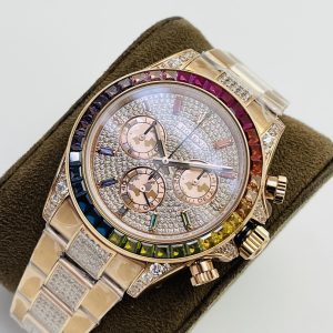 Luxury Replica Rolex Daytona with Colored Sapphire Bezel and Diamonds - Image 4