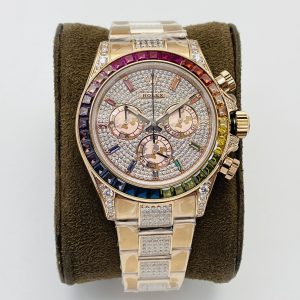 Luxury Replica Rolex Daytona with Colored Sapphire Bezel and Diamonds - Image 3