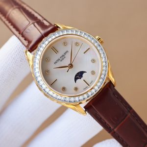 Luxury Patek Philippe Women's Watch with Moon Phase Timeless Love Gift - Image 4