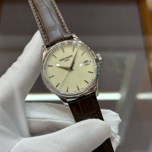 Ultra-Thin Patek Philippe Classic Series Watch in Stainless Steel with Leather Band - Image 3