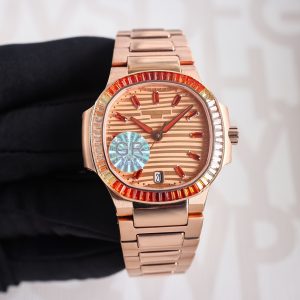 Patek Philippe Nautilus Ladies Watch with Cognac Tsavorite Jewelry Design - Image 1