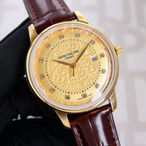 Patek Philippe Advanced Auto Watch with Exclusive Lid Glass and Italian Leather Strap - Image 4