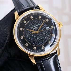 Patek Philippe Advanced Auto Watch with Exclusive Lid Glass and Italian Leather Strap - Image 8