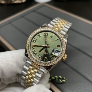 Rolex Oyster Perpetual Lady Datejust 31mm Gold Roman Dial Diamond Bezel 2236 Movement - Image 6