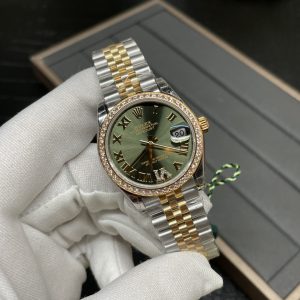 Rolex Oyster Perpetual Lady Datejust 31mm Gold Roman Dial Diamond Bezel 2236 Movement - Image 4