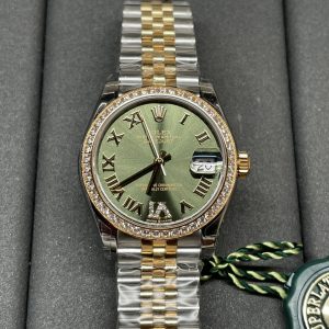 Rolex Oyster Perpetual Lady Datejust 31mm Gold Roman Dial Diamond Bezel 2236 Movement - Image 5