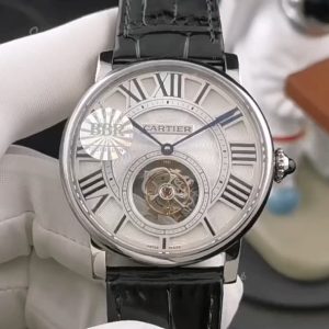 Rotonde de Cartier W155616BBR Clone with Floating Tourbillon and Blue Sapphire Crown - Image 1